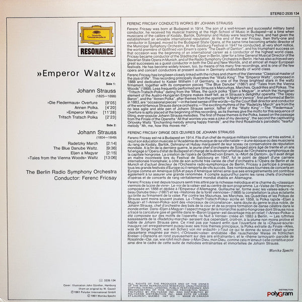 Johann Strauss; Ferenc Fricsay, Berlin Radio Symphony Orchestra ‎– Emperor Waltz (LP, Compilation, Used)